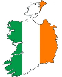 Flagge der Republik Irland in deren Umrissen